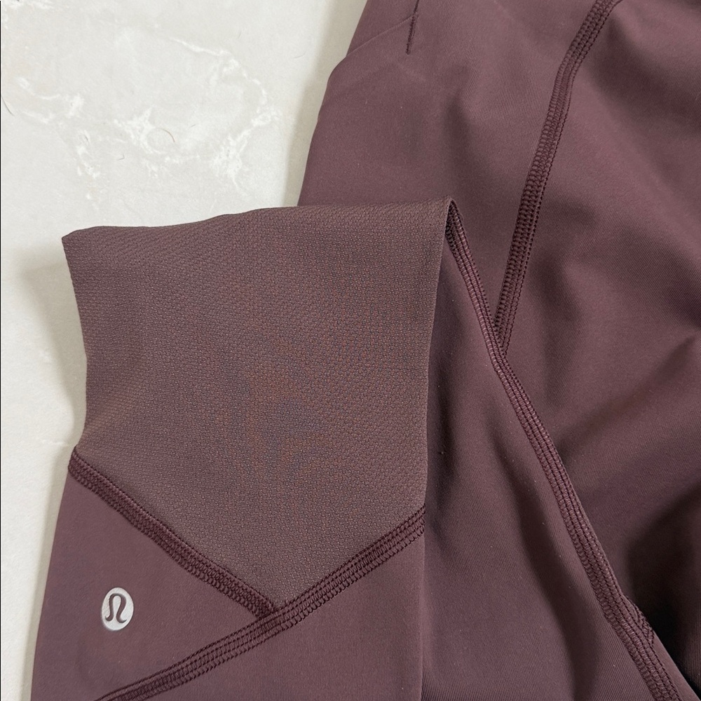 Lululemon Plum brown High Rise Leggings Sz 2 Pockets Pace Rival Crop Dark Adobe - Picture 9 of 9